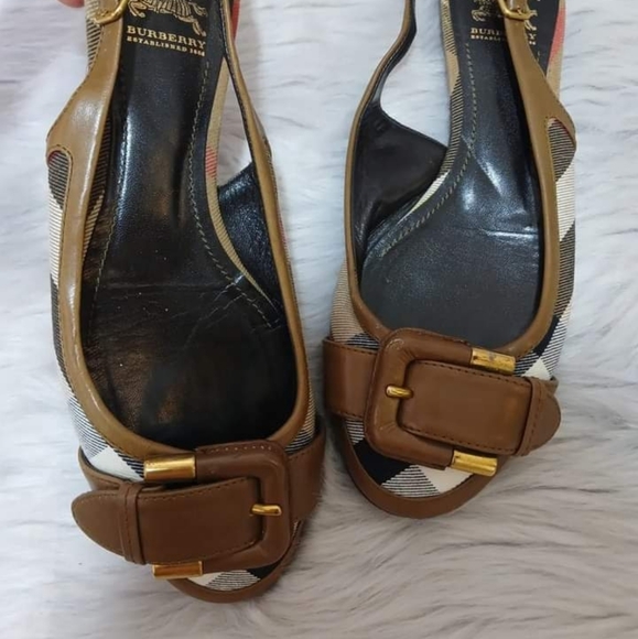 Barberry Check Plaid Slingback Flates size 38.5 - Picture 4 of 6